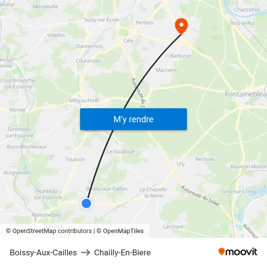 Boissy-Aux-Cailles to Chailly-En-Biere map