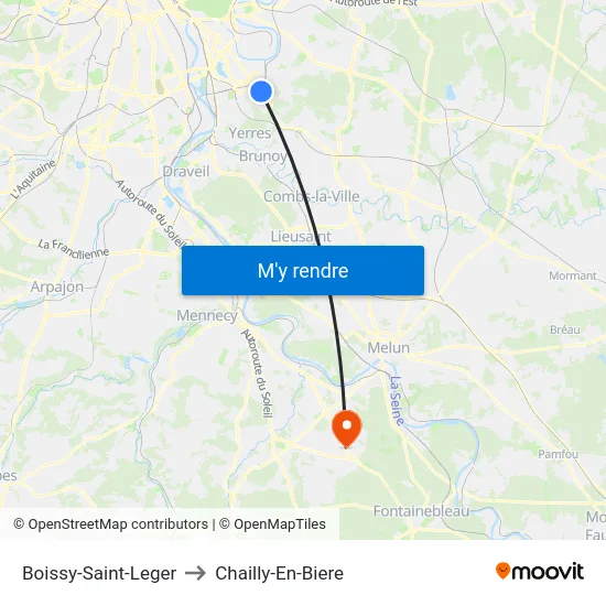 Boissy-Saint-Leger to Chailly-En-Biere map