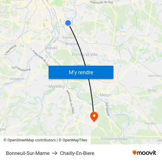 Bonneuil-Sur-Marne to Chailly-En-Biere map
