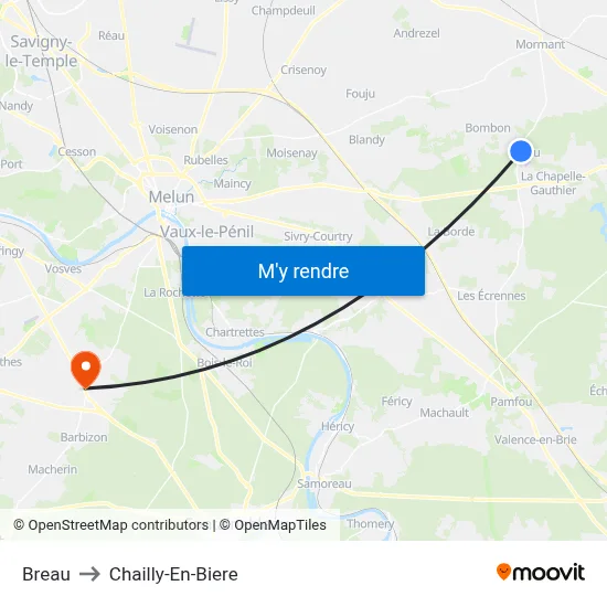 Breau to Chailly-En-Biere map