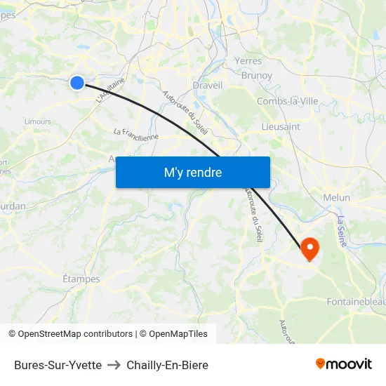 Bures-Sur-Yvette to Chailly-En-Biere map