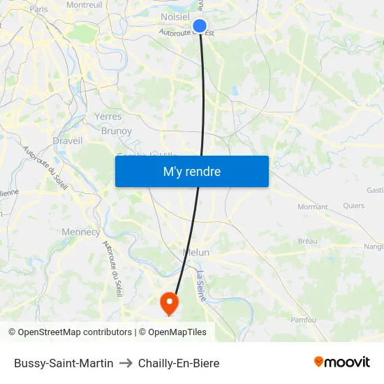 Bussy-Saint-Martin to Chailly-En-Biere map