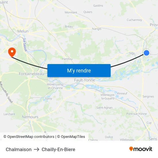 Chalmaison to Chailly-En-Biere map