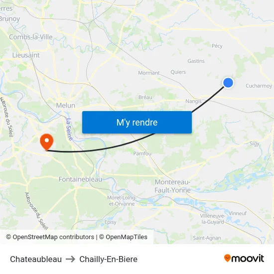 Chateaubleau to Chailly-En-Biere map