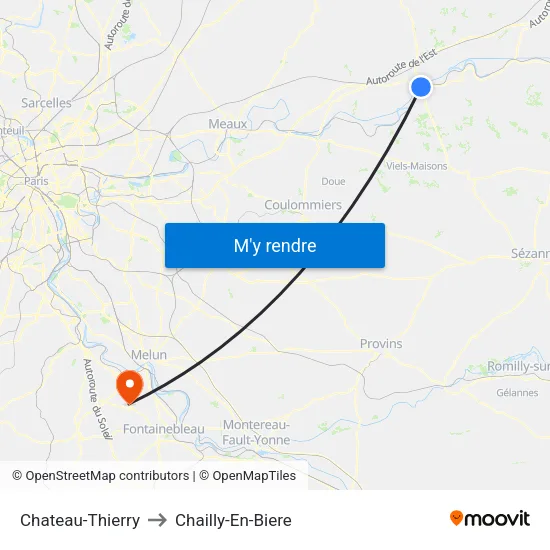 Chateau-Thierry to Chailly-En-Biere map