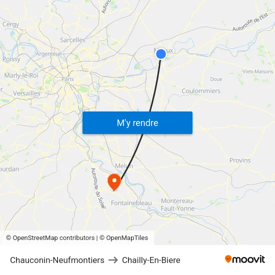 Chauconin-Neufmontiers to Chailly-En-Biere map