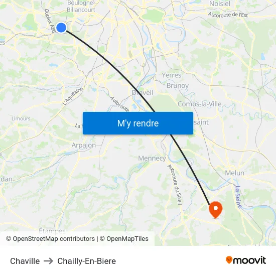 Chaville to Chailly-En-Biere map