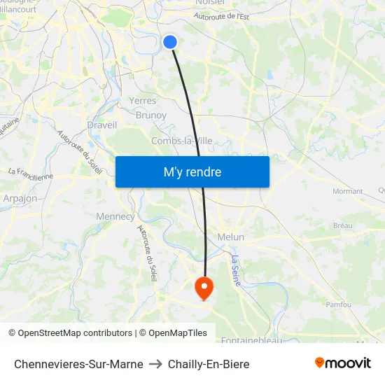 Chennevieres-Sur-Marne to Chailly-En-Biere map