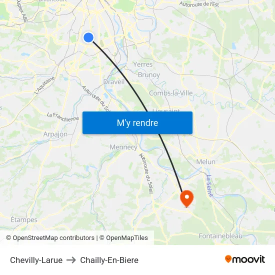 Chevilly-Larue to Chailly-En-Biere map