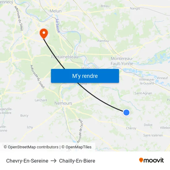Chevry-En-Sereine to Chailly-En-Biere map