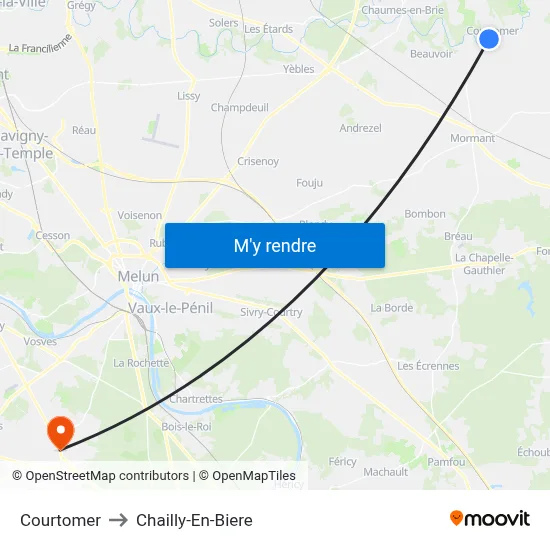 Courtomer to Chailly-En-Biere map