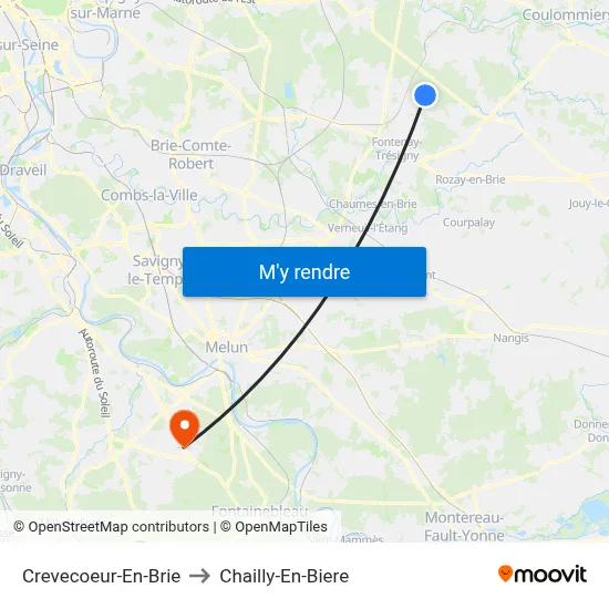 Crevecoeur-En-Brie to Chailly-En-Biere map
