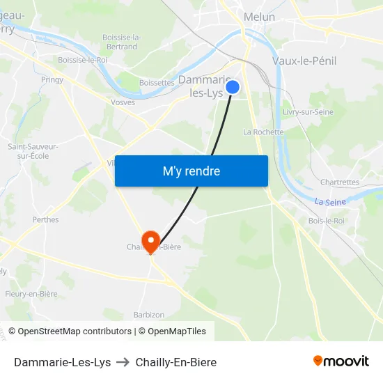 Dammarie-Les-Lys to Chailly-En-Biere map