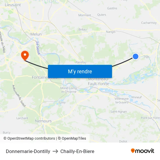 Donnemarie-Dontilly to Chailly-En-Biere map