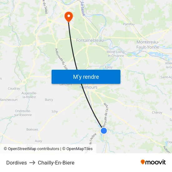 Dordives to Chailly-En-Biere map