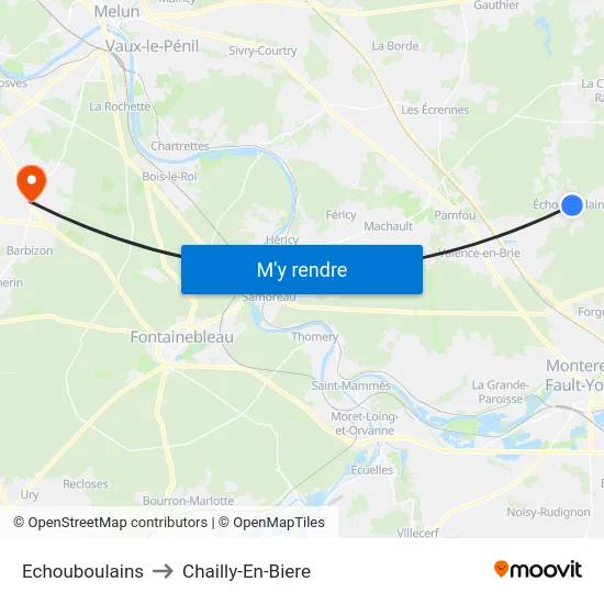 Echouboulains to Chailly-En-Biere map
