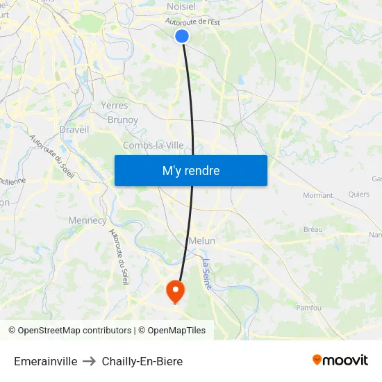 Emerainville to Chailly-En-Biere map