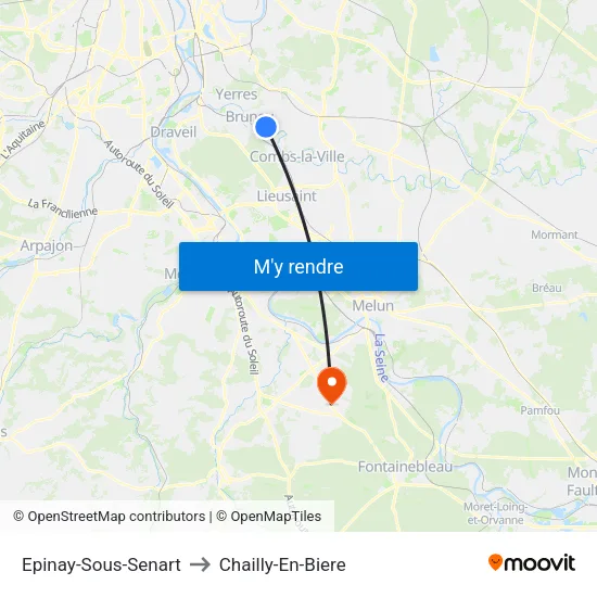 Epinay-Sous-Senart to Chailly-En-Biere map