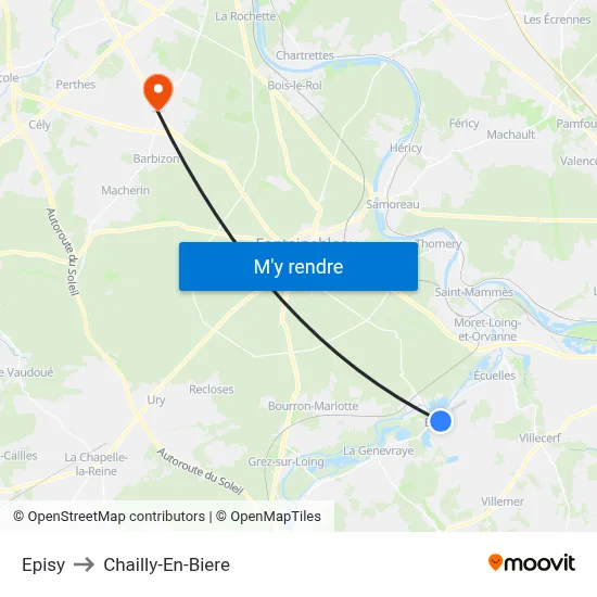 Episy to Chailly-En-Biere map