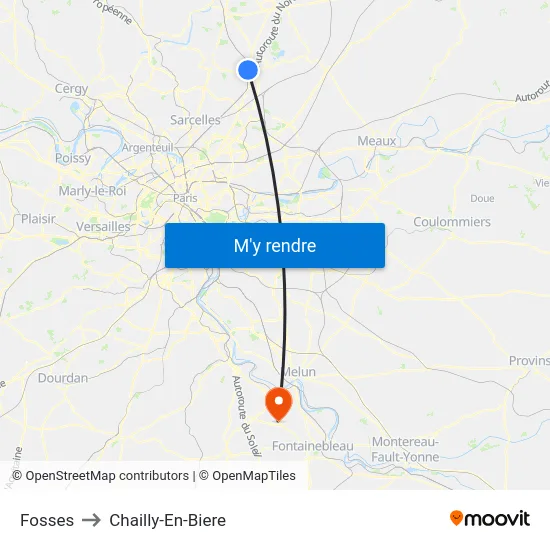 Fosses to Chailly-En-Biere map