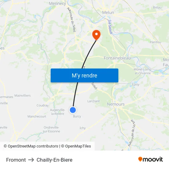 Fromont to Chailly-En-Biere map