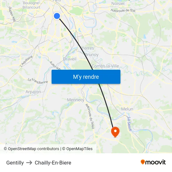 Gentilly to Chailly-En-Biere map