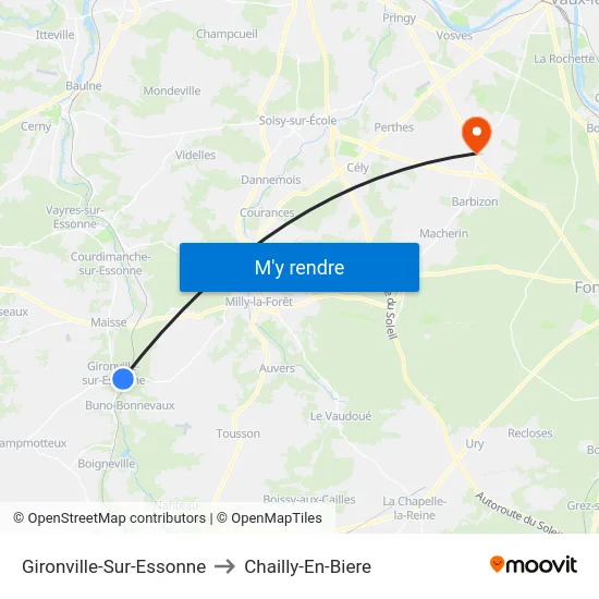 Gironville-Sur-Essonne to Chailly-En-Biere map