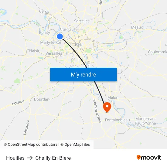 Houilles to Chailly-En-Biere map