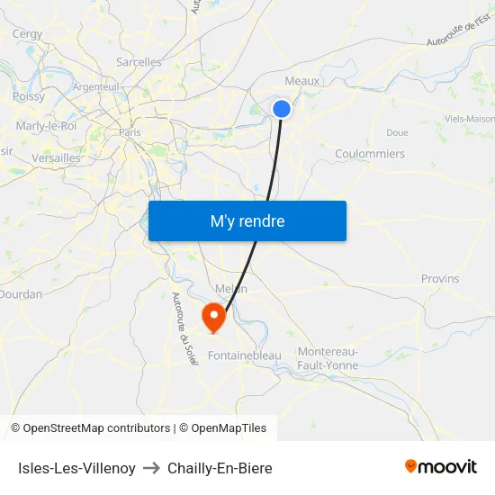 Isles-Les-Villenoy to Chailly-En-Biere map