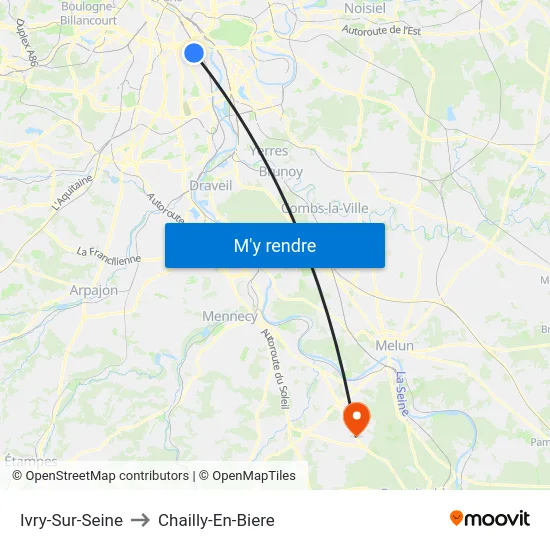 Ivry-Sur-Seine to Chailly-En-Biere map