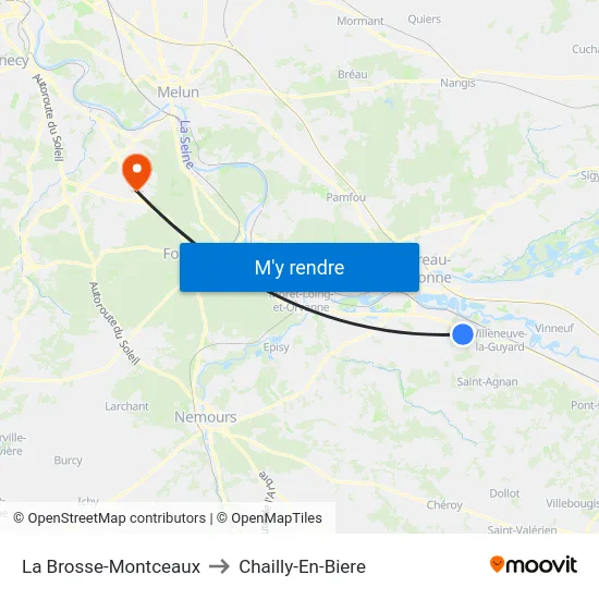 La Brosse-Montceaux to Chailly-En-Biere map