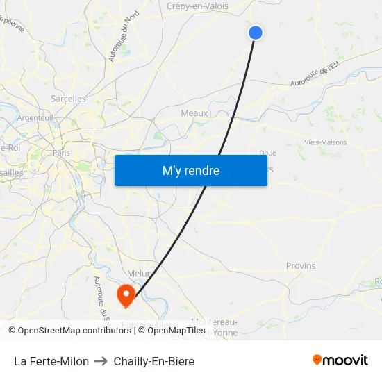 La Ferte-Milon to Chailly-En-Biere map