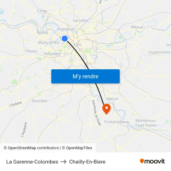 La Garenne-Colombes to Chailly-En-Biere map