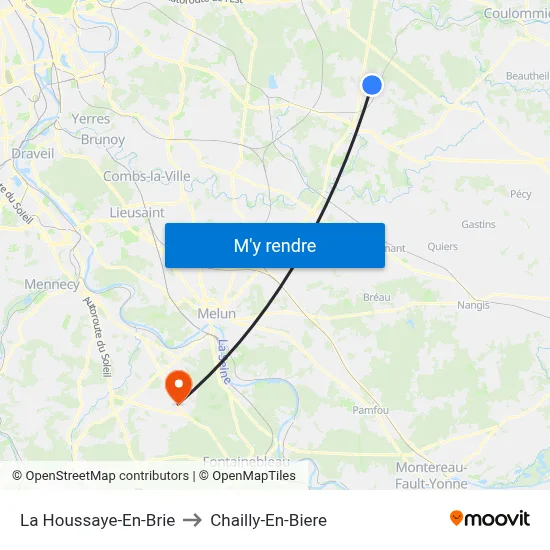 La Houssaye-En-Brie to Chailly-En-Biere map