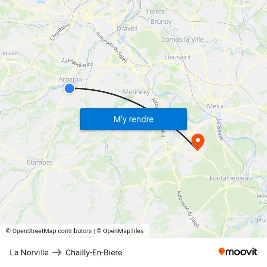 La Norville to Chailly-En-Biere map