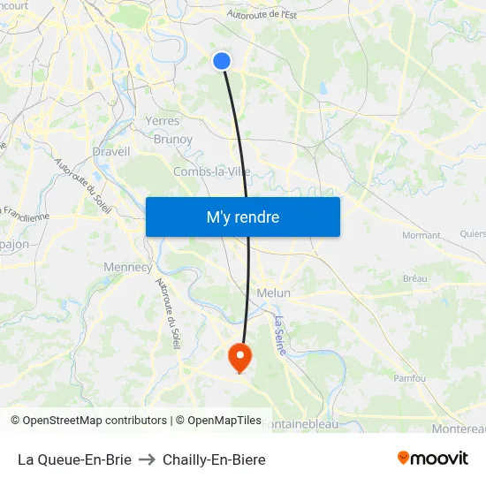 La Queue-En-Brie to Chailly-En-Biere map