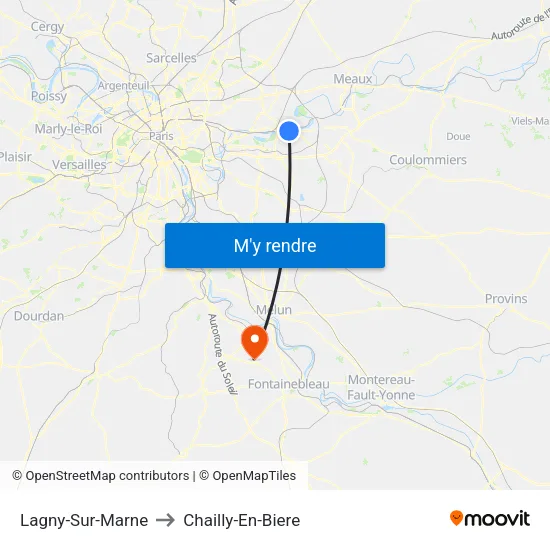 Lagny-Sur-Marne to Chailly-En-Biere map