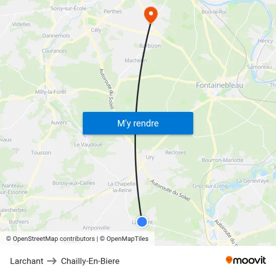 Larchant to Chailly-En-Biere map
