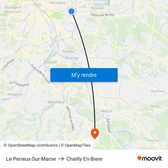 Le Perreux-Sur-Marne to Chailly-En-Biere map