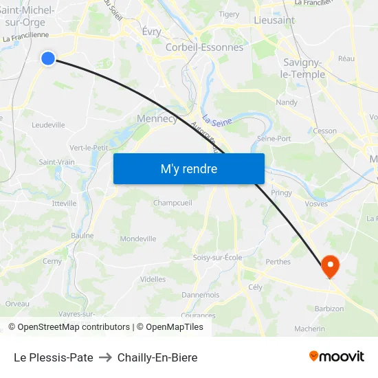 Le Plessis-Pate to Chailly-En-Biere map