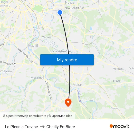 Le Plessis-Trevise to Chailly-En-Biere map