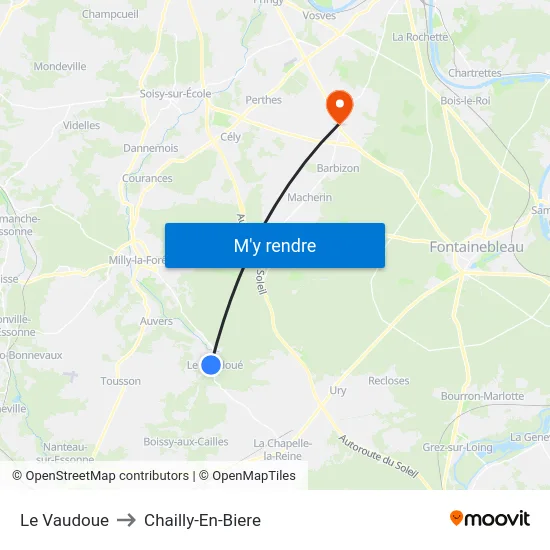 Le Vaudoue to Chailly-En-Biere map