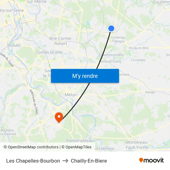 Les Chapelles-Bourbon to Chailly-En-Biere map