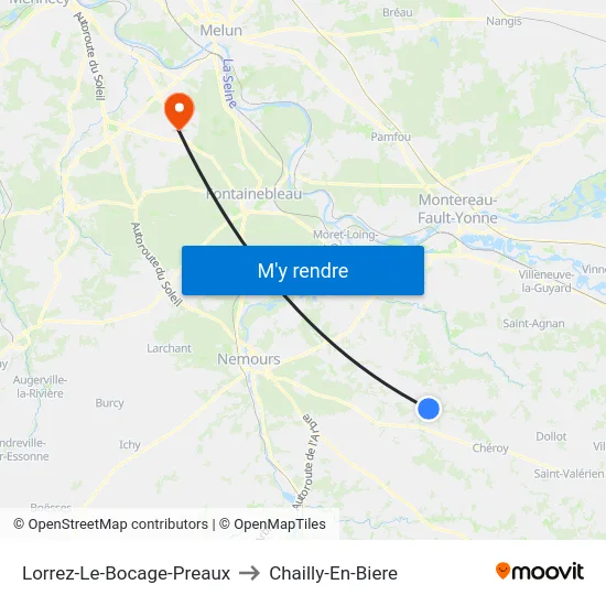 Lorrez-Le-Bocage-Preaux to Chailly-En-Biere map