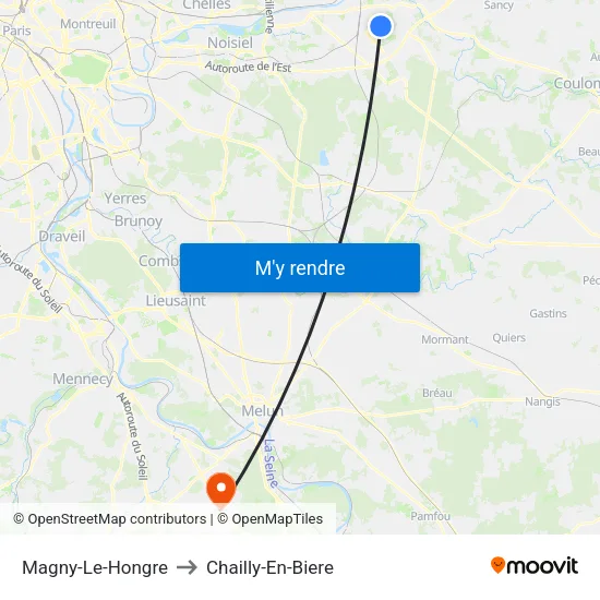 Magny-Le-Hongre to Chailly-En-Biere map