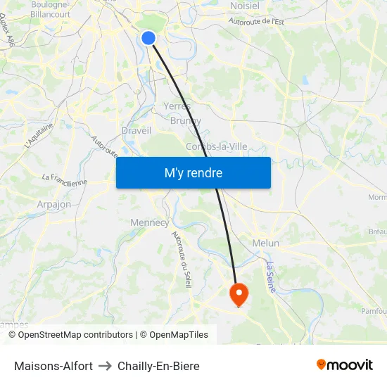 Maisons-Alfort to Chailly-En-Biere map
