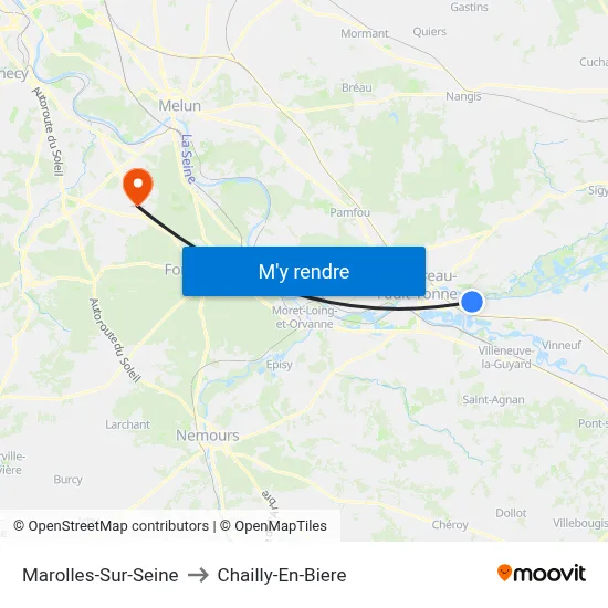 Marolles-Sur-Seine to Chailly-En-Biere map