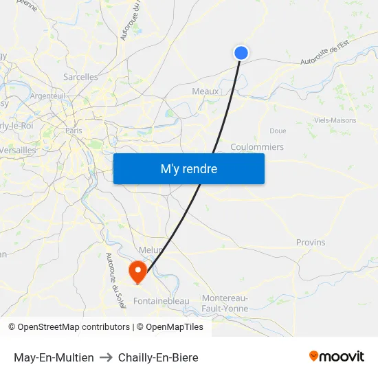 May-En-Multien to Chailly-En-Biere map