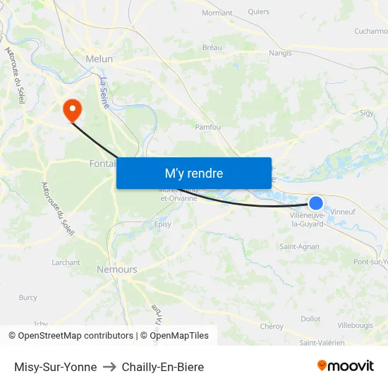 Misy-Sur-Yonne to Chailly-En-Biere map