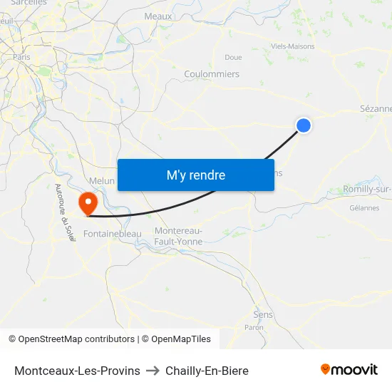 Montceaux-Les-Provins to Chailly-En-Biere map